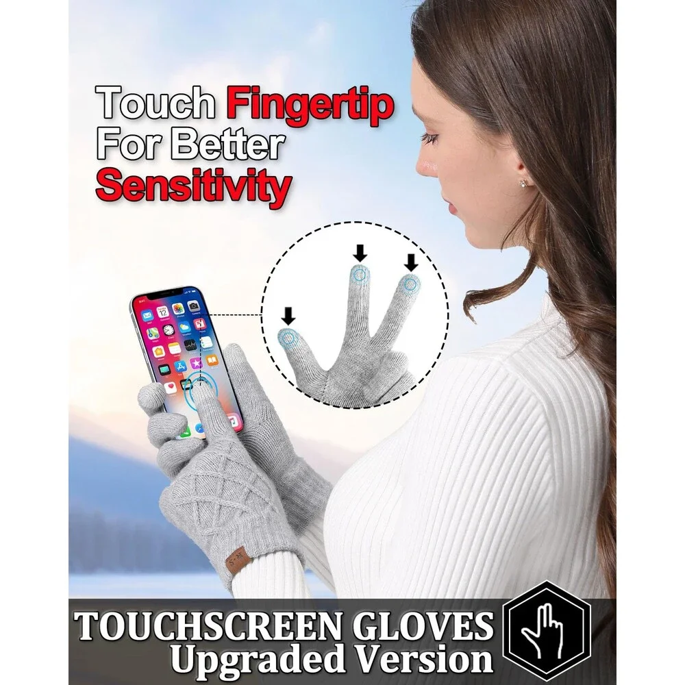 REACH Women's Thermal Knit Touchscreen Gloves 2 Pairs One Size - NWOT